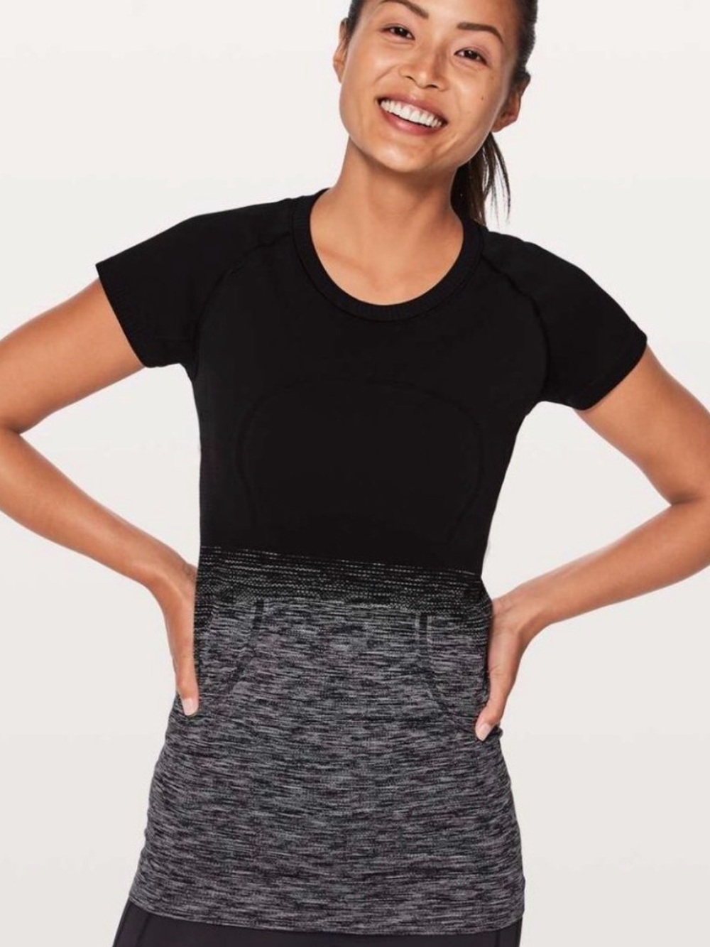lululemon athletica Black to Gray Ombre Short-Sleeve Top